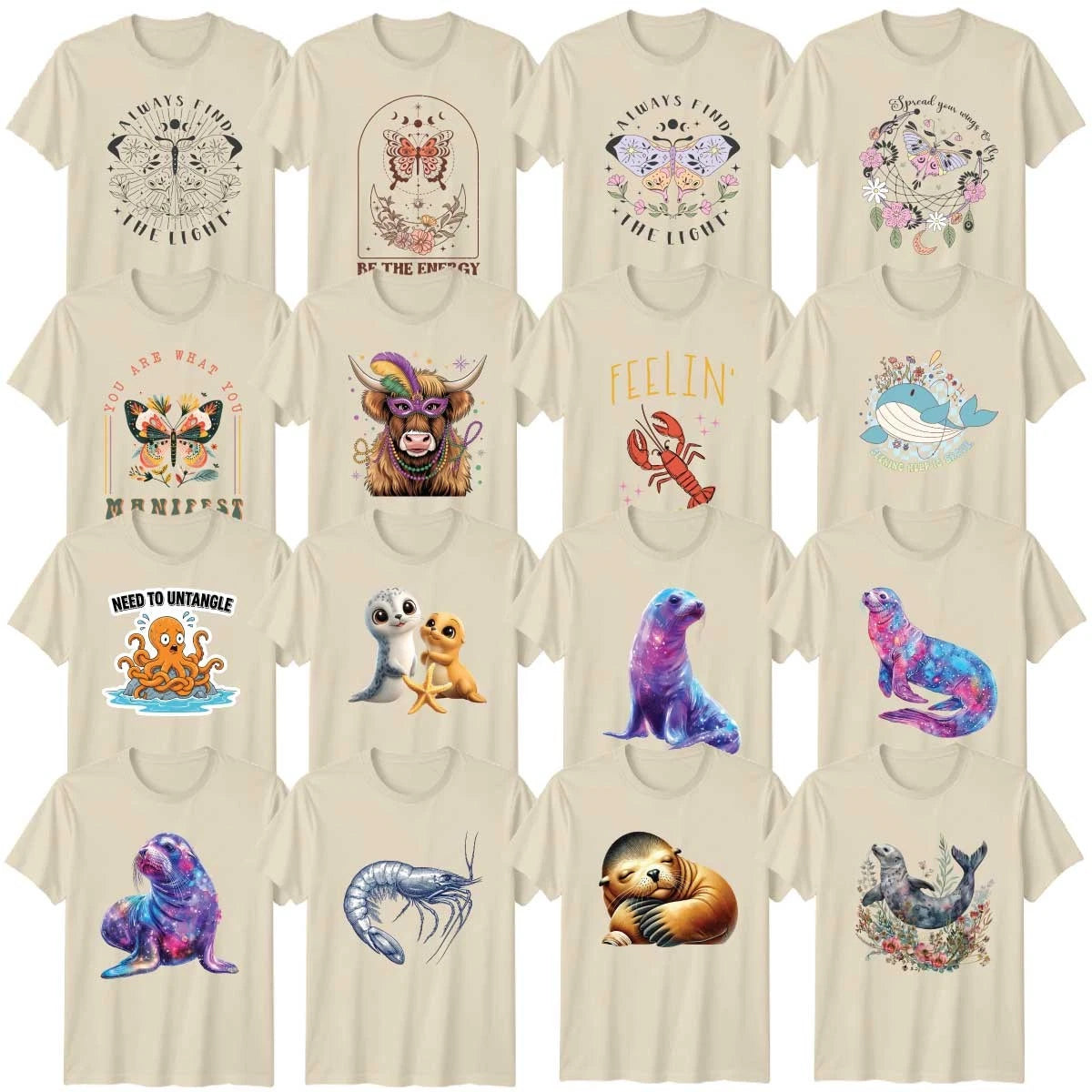 Sea Life Beach And Ocean Wildlife Adult T-Shirt Marine Animals Birthday Gift
