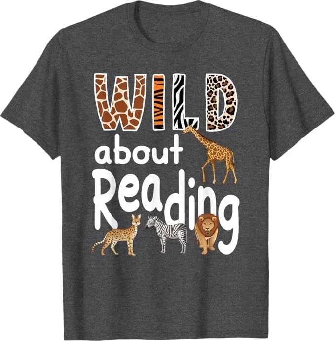 Zoo Animals Wild About Reading Books Reader Lover Librarian Unisex