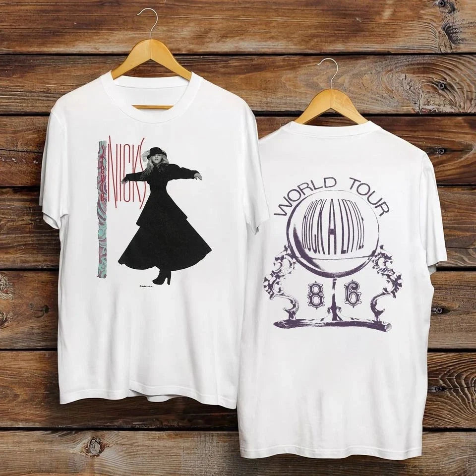 Vintage 1980s Stevie Nicks 'Rock a Little' Magic Ball World Tour Band Double Sid Unisex