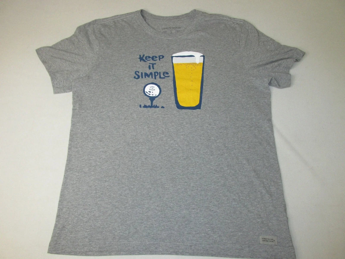 Life is Good Men's Crusher Lite * Beer Golf Keep it Simple * Large Unisex