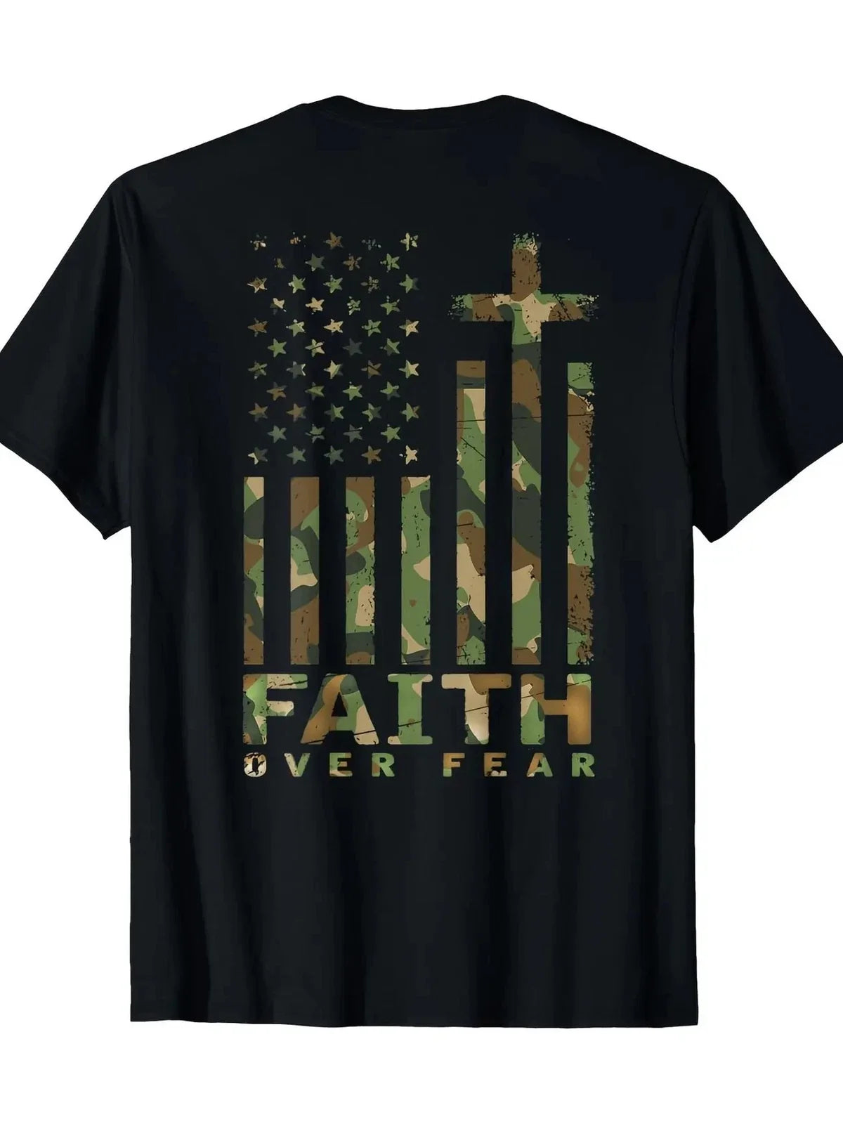100% Cotton Men's Camo & American Flag | Short Sleeve, Crew Neck Unisex