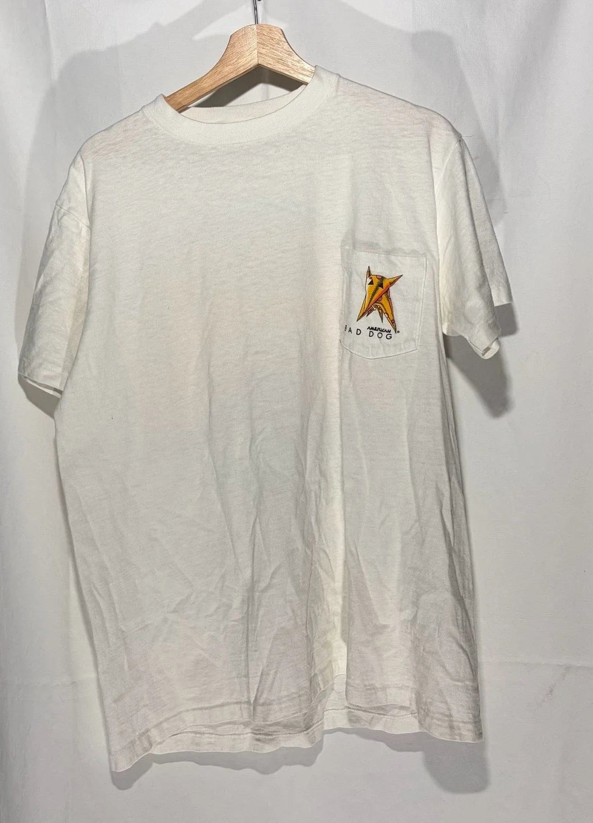 Vintage 90s American Bad Dog Graphic Pocket White Unisex