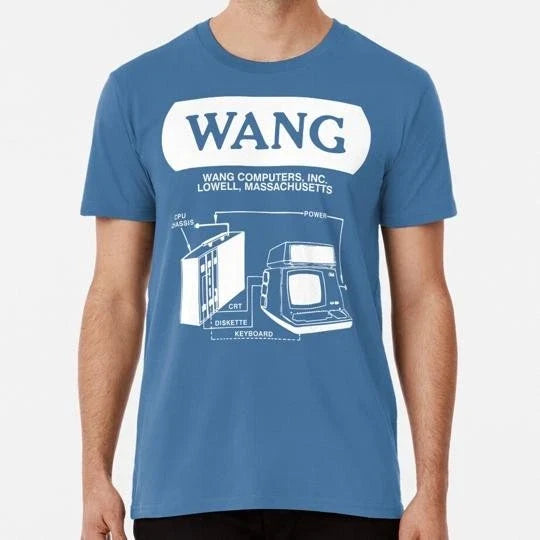 Wang Computers Logo White Size S to 5XL Made in the USA Unisex
