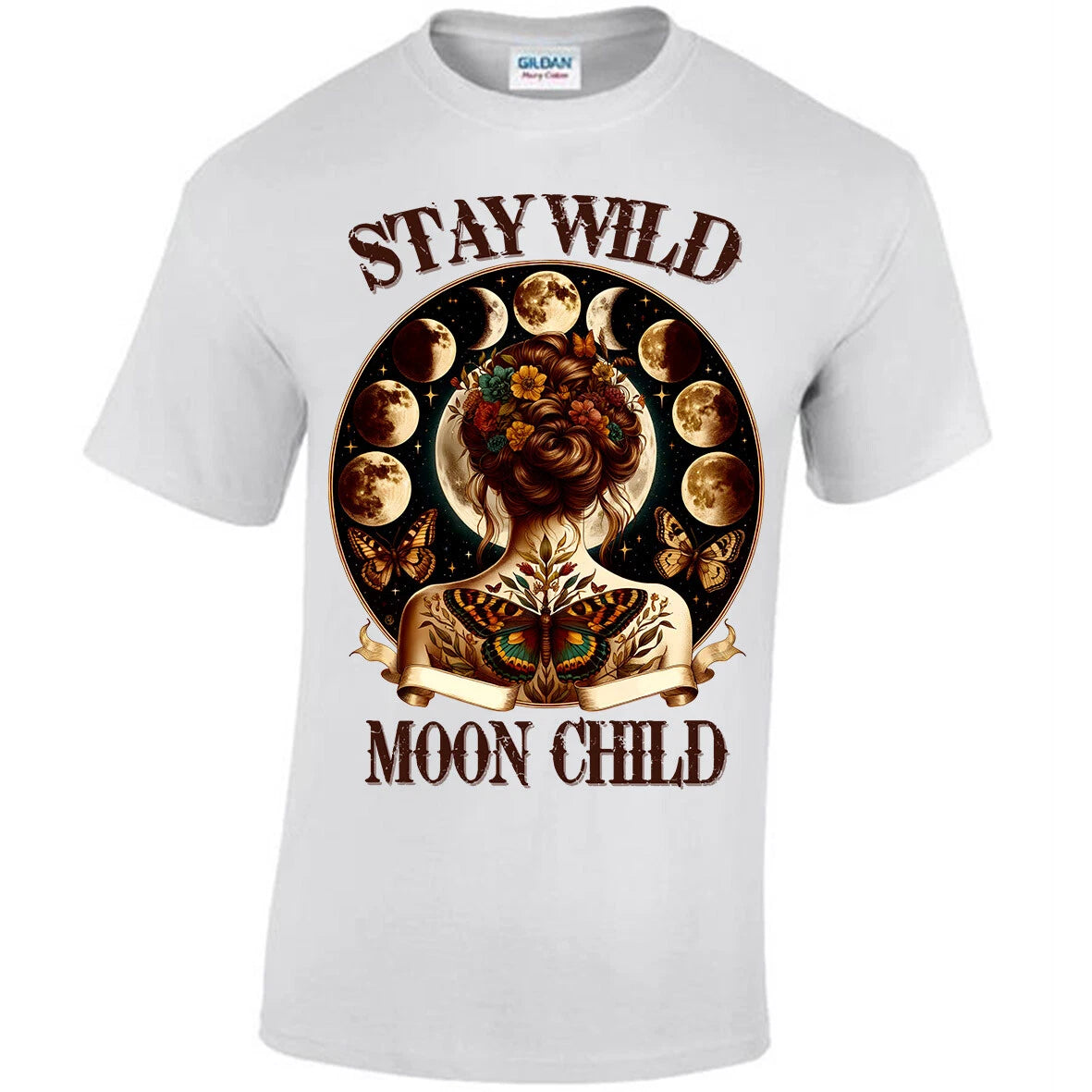 Stay Wild Moon Child, T-shirt, Magical Beauty Pagan Nature Butterfly Wiccan Gift