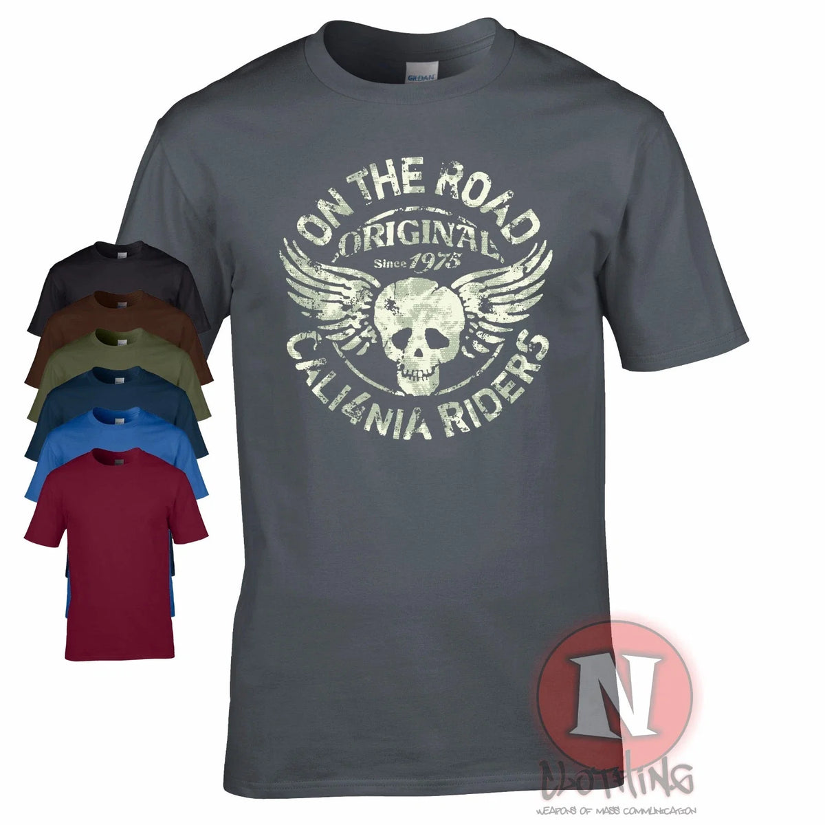 Cali4nia riders retro distressed print biker petrolhead motor auto tee Unisex