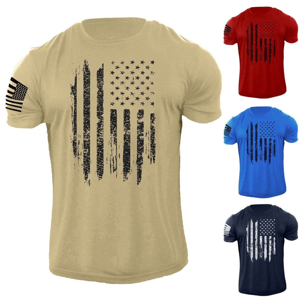 Men's Distressed USA Flag T Shirt American Patriotic 100% Cotton Tee Unisex