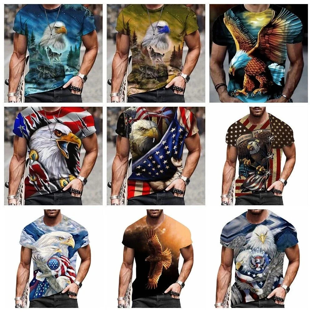 T Shirt Men's American Bald Eagle Graphic Casual Fashion Short Sleeve Streetwear Unisex
