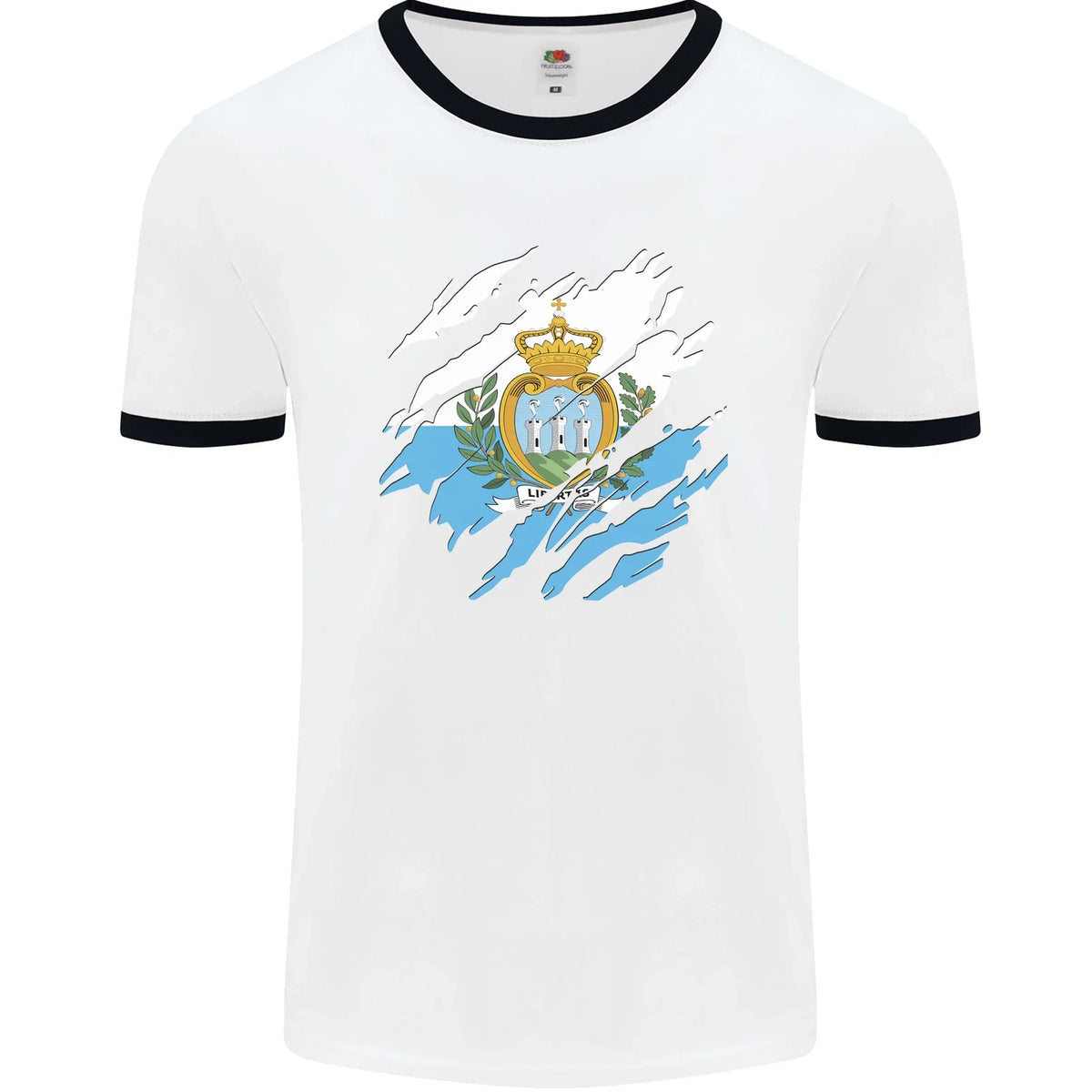 Torn San Marino Flag Sammarinese Day Football Mens Ringer Unisex
