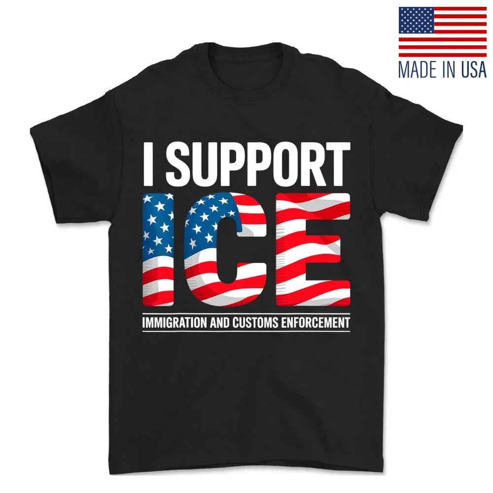 Ice Immigration Officers American Flag I Support Trump 2025 Unisex Tee Unisex