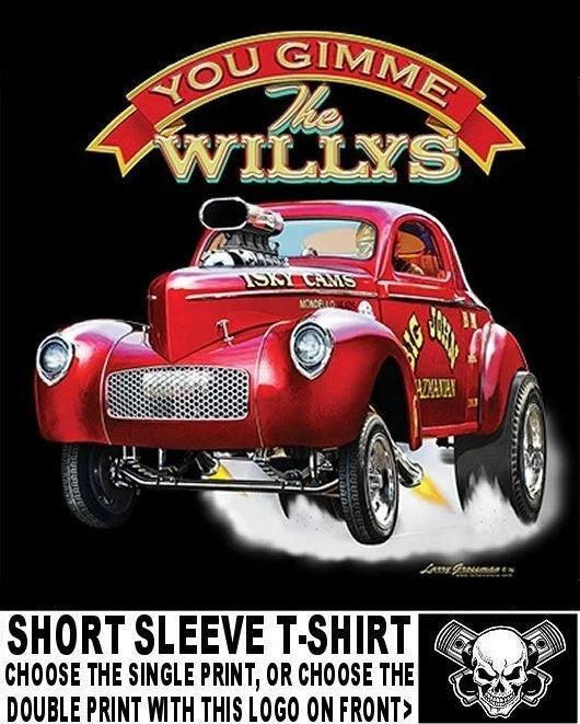 FAMOUS VINTAGE BIG JOHN MAZMANIAN WILLYS GASSER DRAG RACE SKULL CAR AB6 Unisex