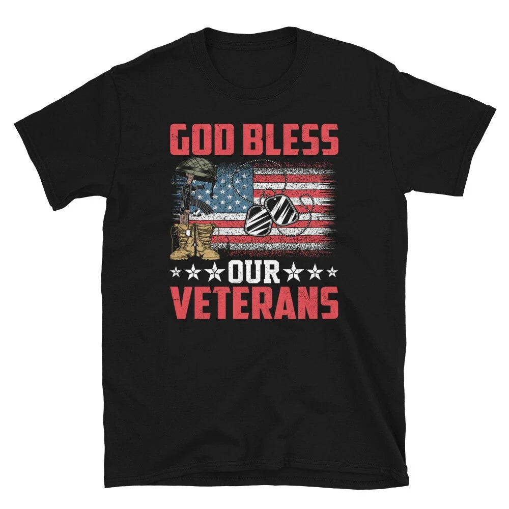 God Bless Our Veterans USA Military Soldiers Short-Sleeve Unisex Unisex