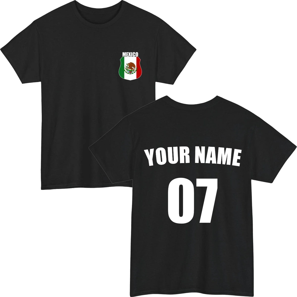 Personalised Mexico Football Custom Name Number Fan Gift Unisex Tee Top Unisex