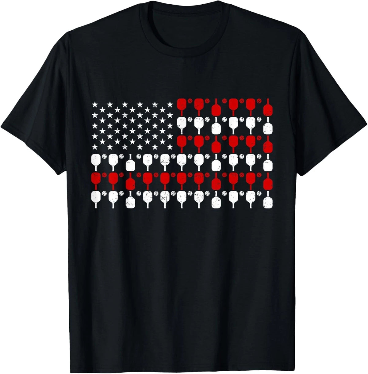 Vintage USA Flag Pickleball Lovers Paddles Pickleball Player T-Shirt