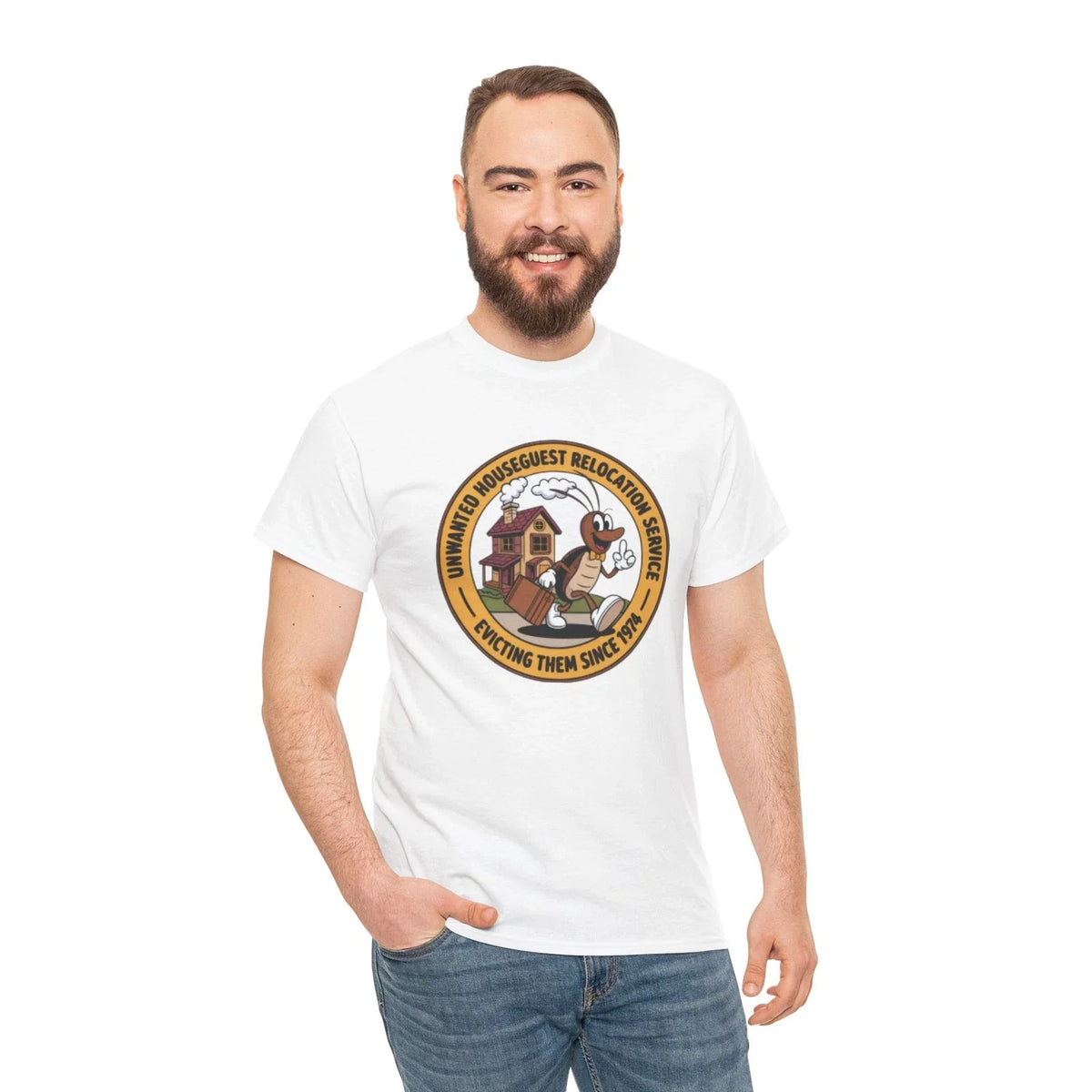 Vintage Pest Control Exterminator T Shirt Funny Roach Bug Removal Retro 70s Tee Unisex