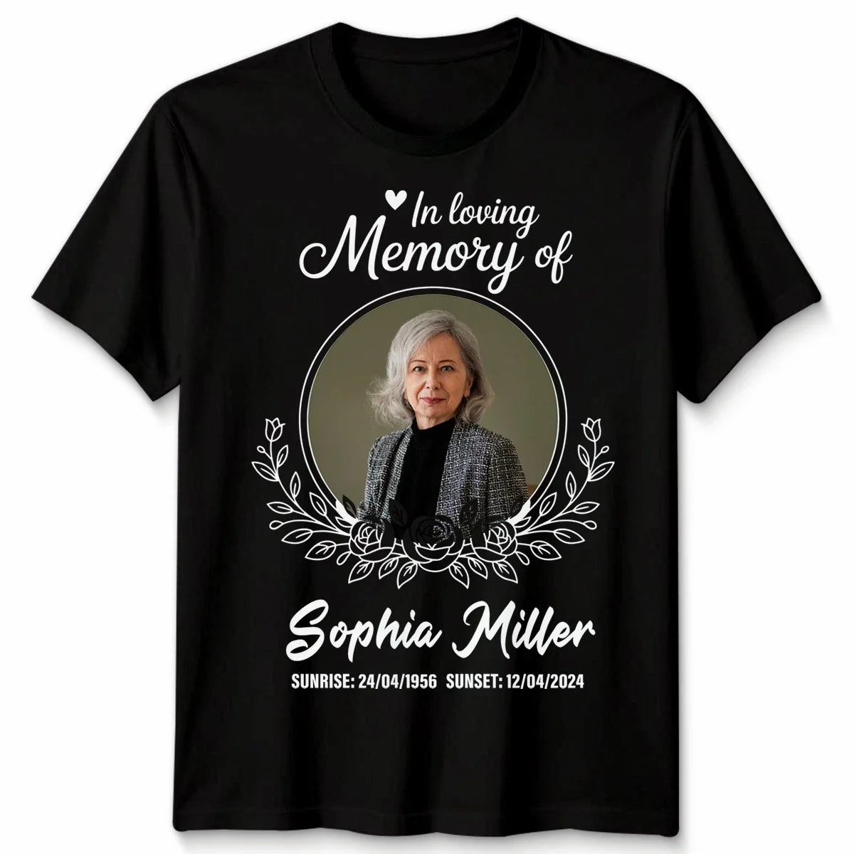 Personalised Memorial Photo In Loving Memory Of Your Text Custom Dates Unisex