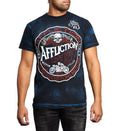 Affliction Men American Customs Shirt Motorcycle Skull Wings Cobalt Blue/Black Unisex