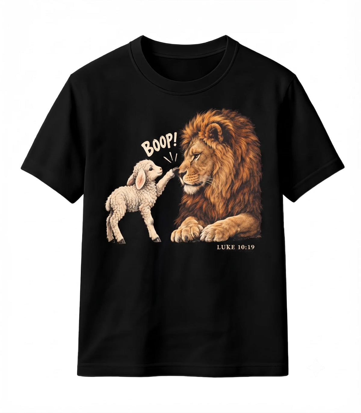 Lion And Lamb Scripture T-Shirt Christian Bible Verse Graphic Tee Top