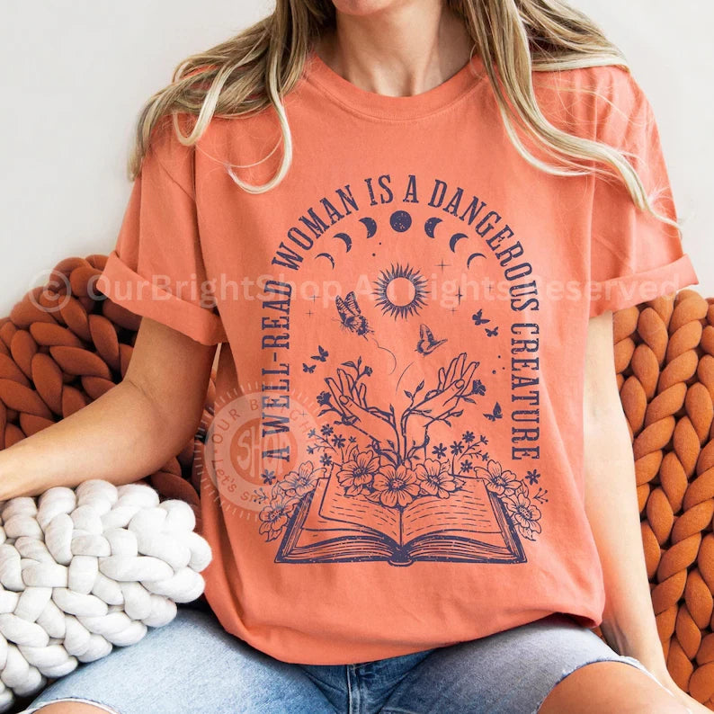 Well Read Woman Shirt Bookish Romance Reader Literature Book Lover Gift Tee