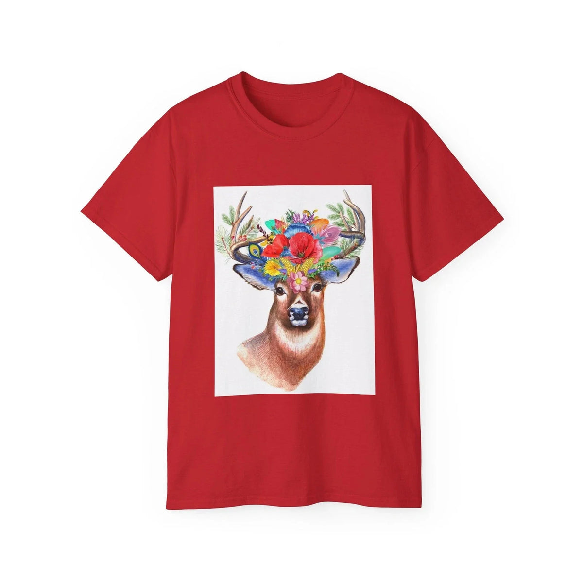 Stag Wildflowers Boho Nature Flowers Deer | Custom Graphic Unisex