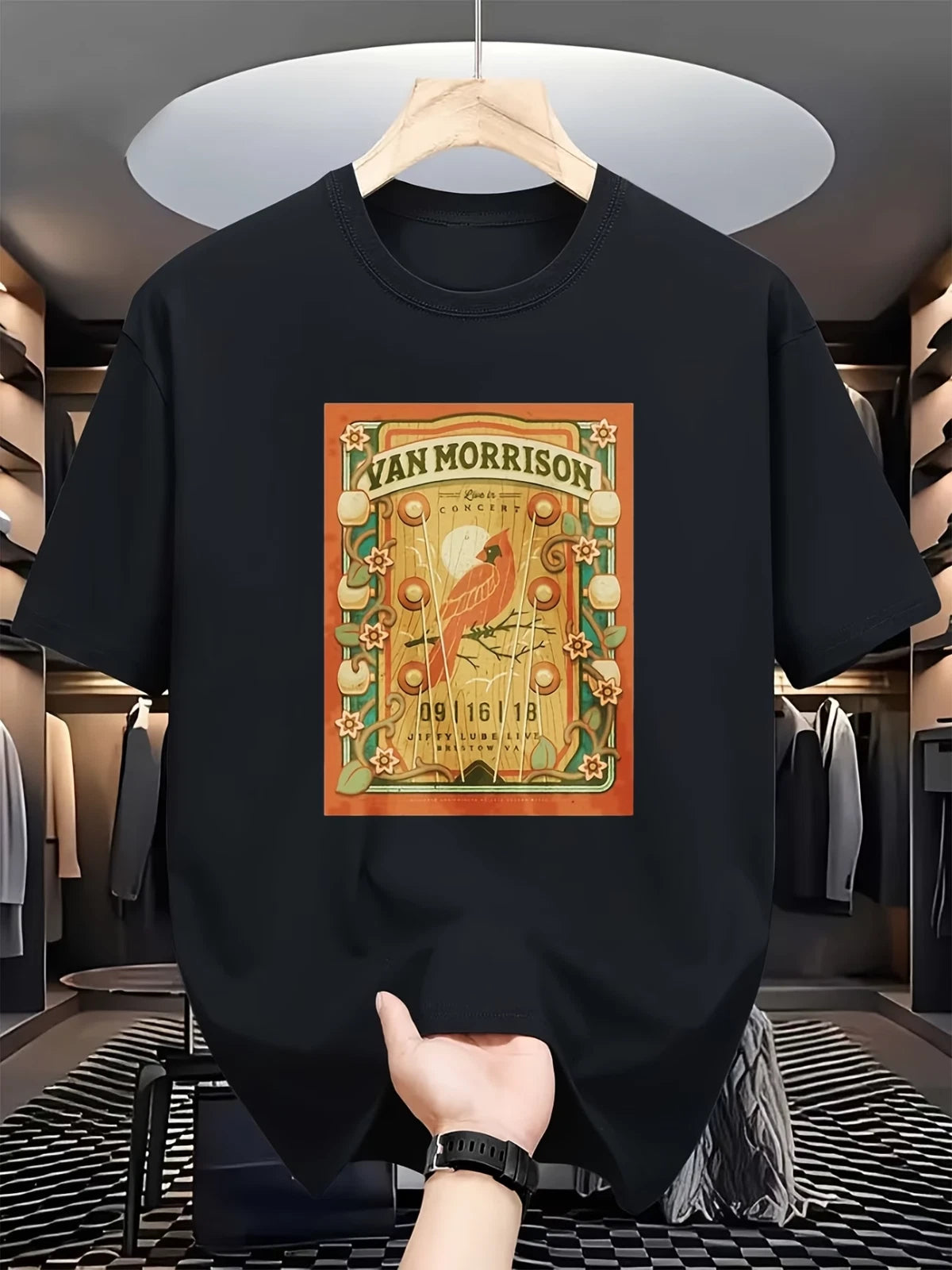 VAN MORRISON Live In Concert 2018 THEM Men's Black T-Shirt SIZE MEDIUM