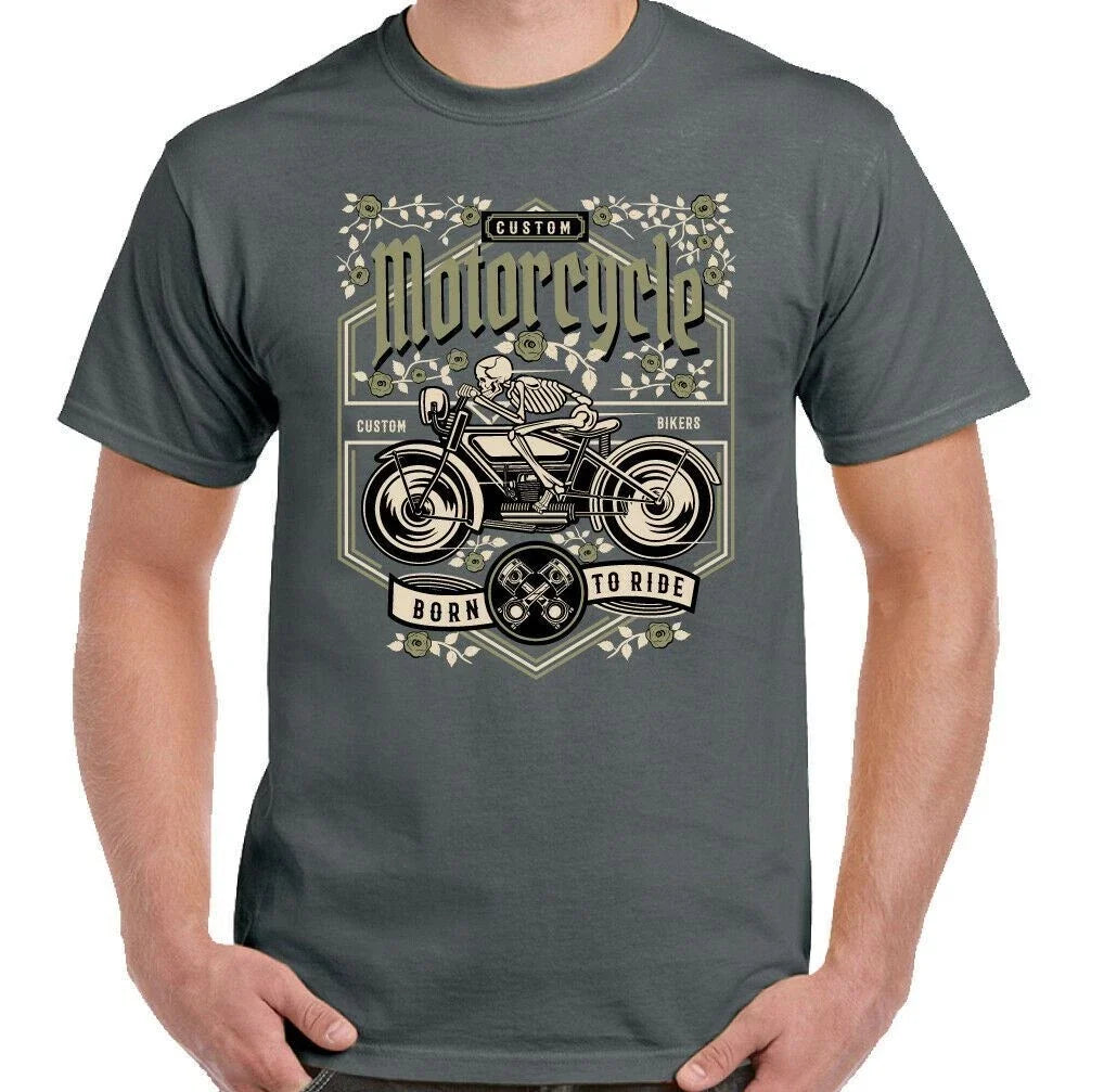 Custom Motorcycle Motorbike Mens Cafe Racer Skeleton Skull Biker Unisex