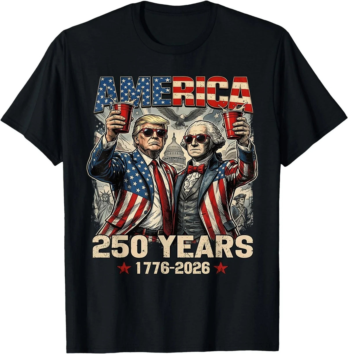250 Years America Anniversary 250th Trump Washington Vintage Unisex