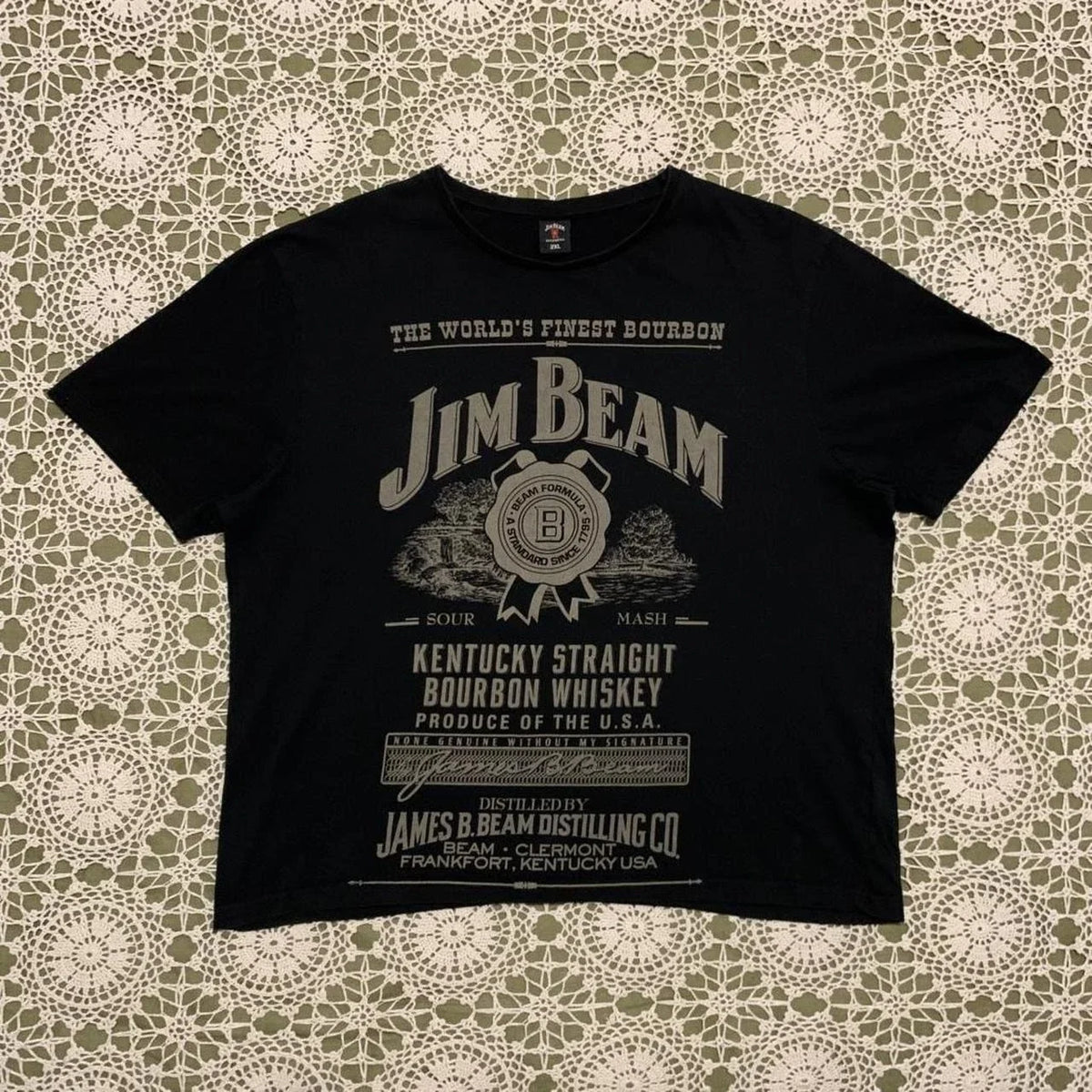 VINTAGE Jim beam burbon whiskey Big print boxy fit graphic Tshirt size 2XL Unisex