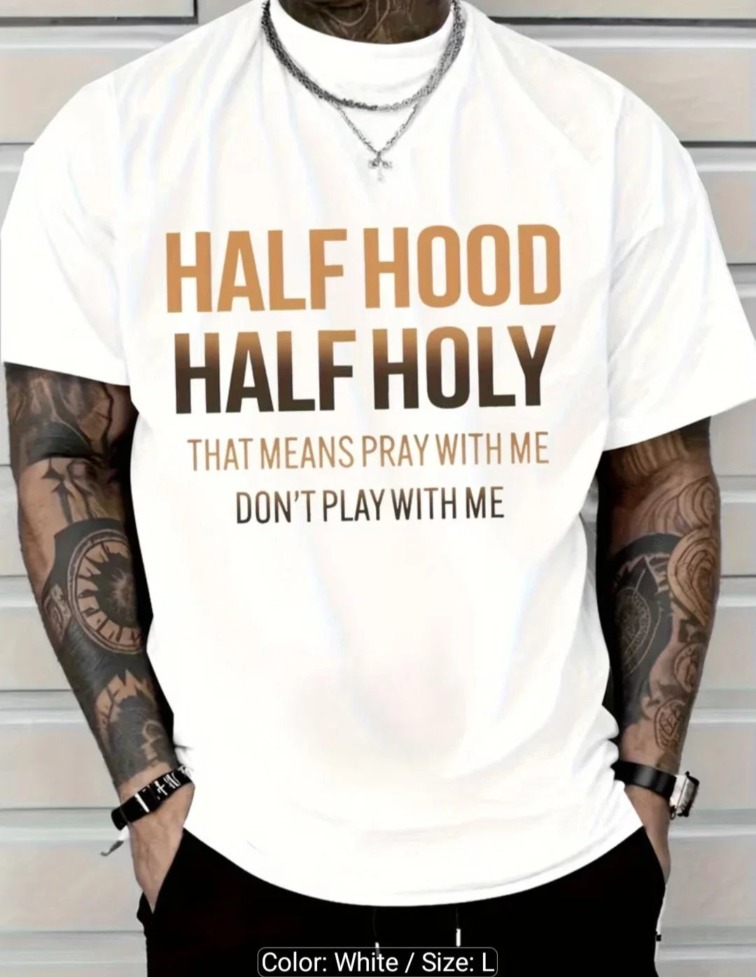 MEN/WOMEN WHITE LARGE HALF HOOD HALF HOLY Unisex