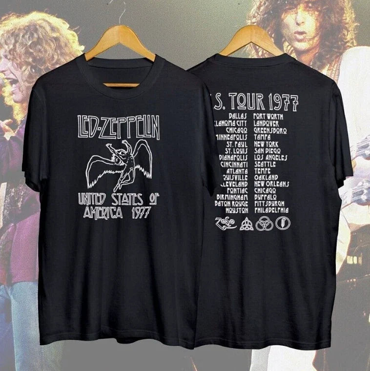 TG Led Zeppelin 1977 American Tour Black Mens Tee Unisex Size S-3XL Unisex