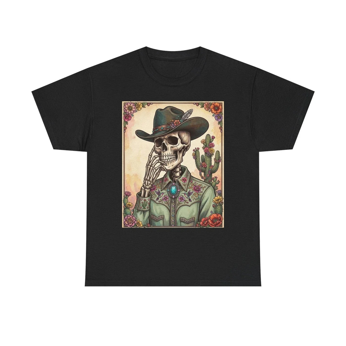 Cowboy Skeleton Tee | Western Skull, Cactus, Vintage Tattoo Art Unisex