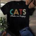 Cats Make Me Happy Vintage Gift Tshirt Unisex