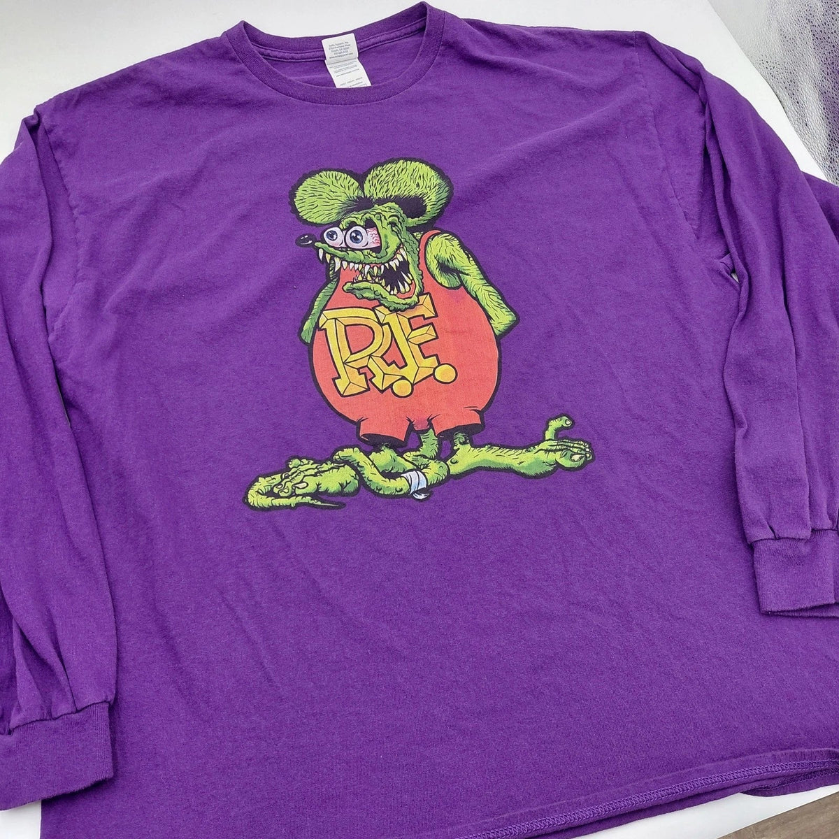 Vtg 90s Rat Fink Hot Rod Long Sleeve Shirt 2XL Ed Roth Purple XXL Grunge Street Unisex
