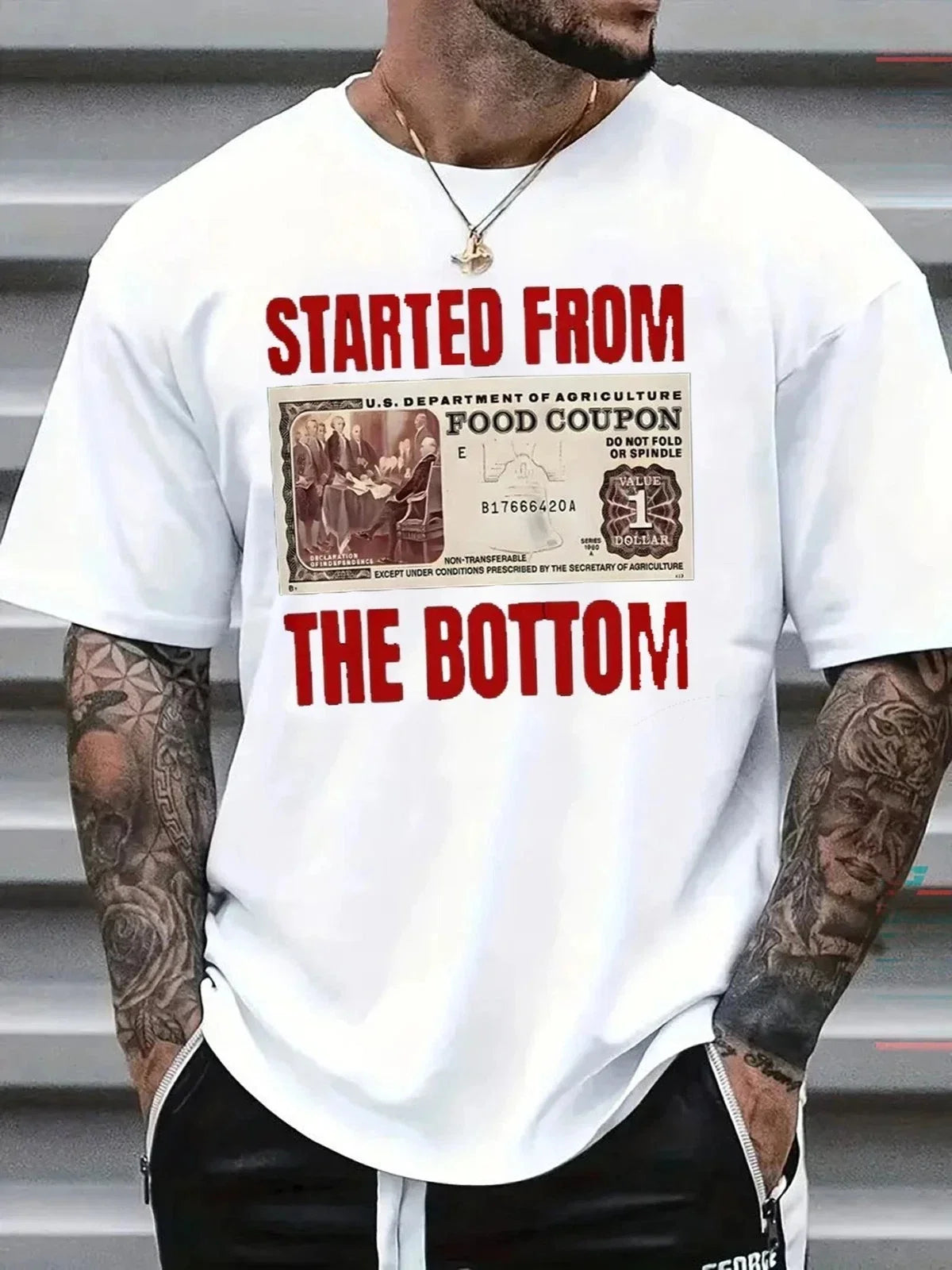 Men's Started From The Bottom Funny Graphic Streetwear Tee Unisex