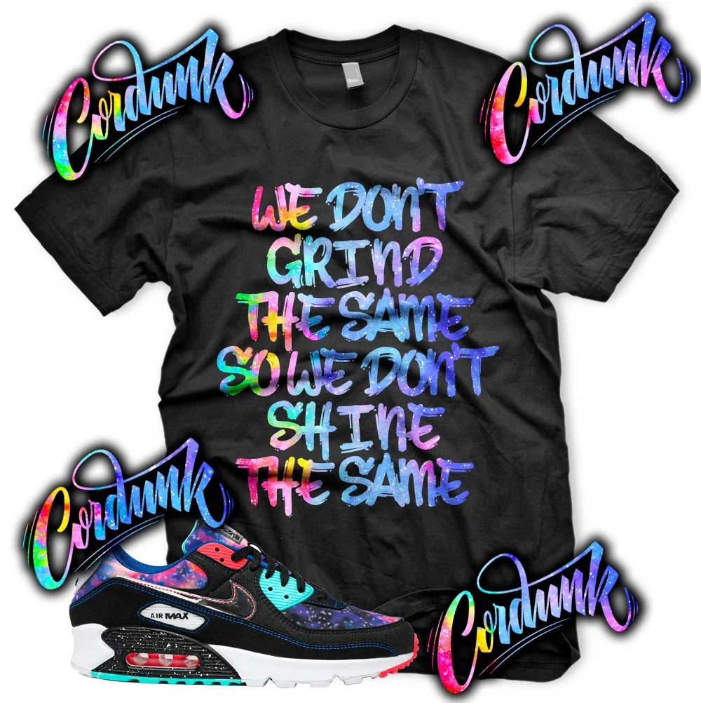 New Black GRIND DIFFERENT Sneaker T Shirt for Air Max 90 Super Nova Galaxy Print Unisex