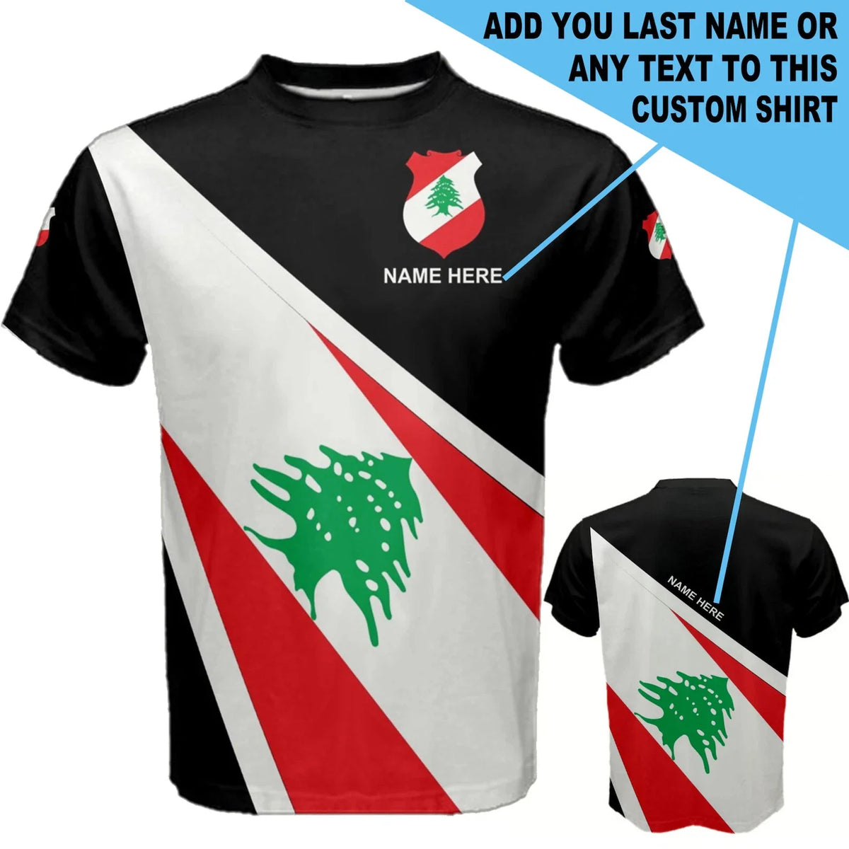 Custom Name LEBANON Lebanese Flag Beirut Coat of Arms Unisex