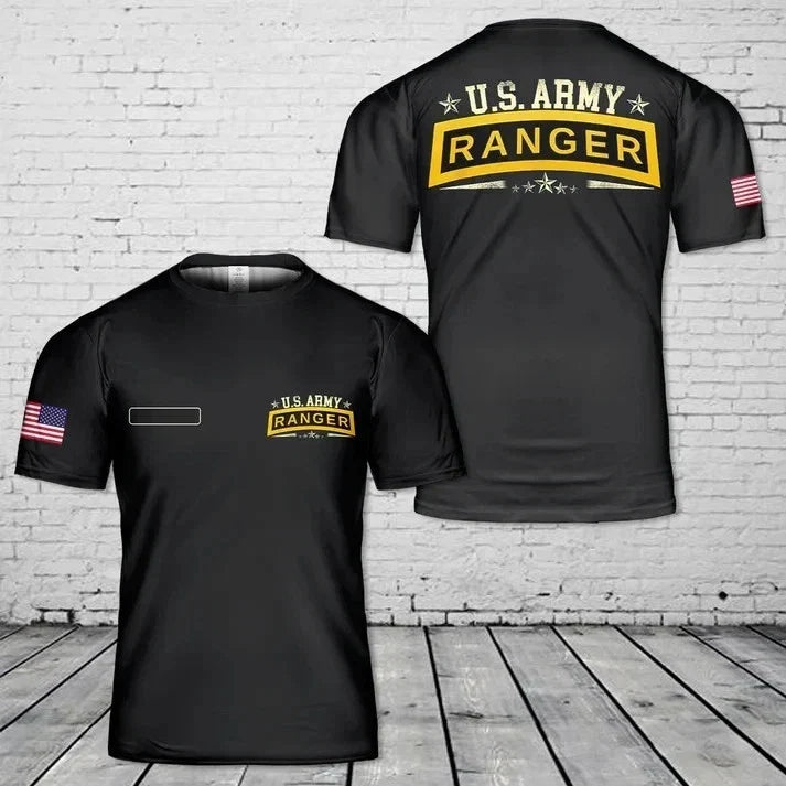 Custom Name US Army Ranger Tab - Airborne Ranger Veteran 3D Unisex