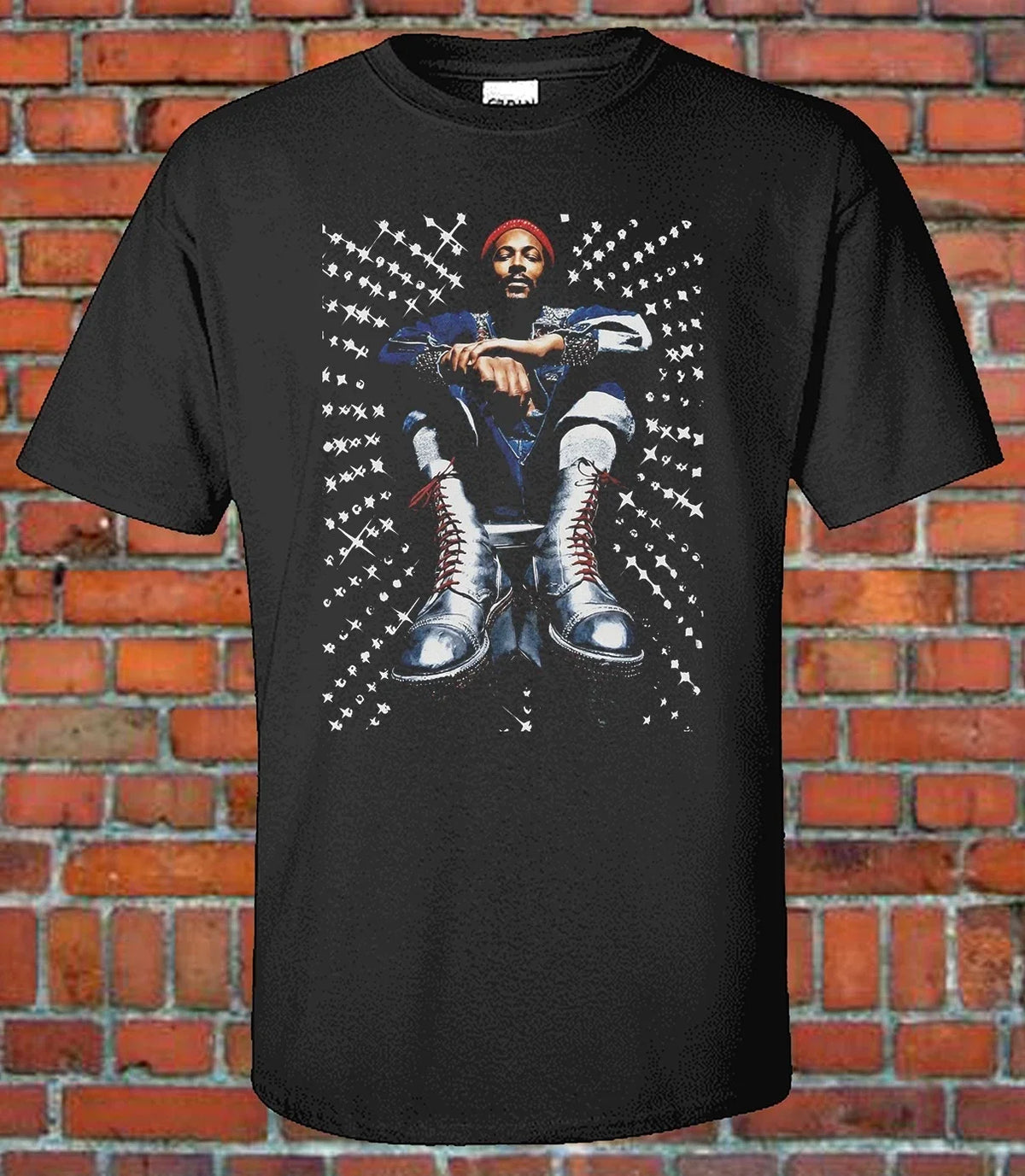 Retro Soul Legend Starry Graphic Tee - Vintage 70s Style Urban Streetwear Marvin Unisex