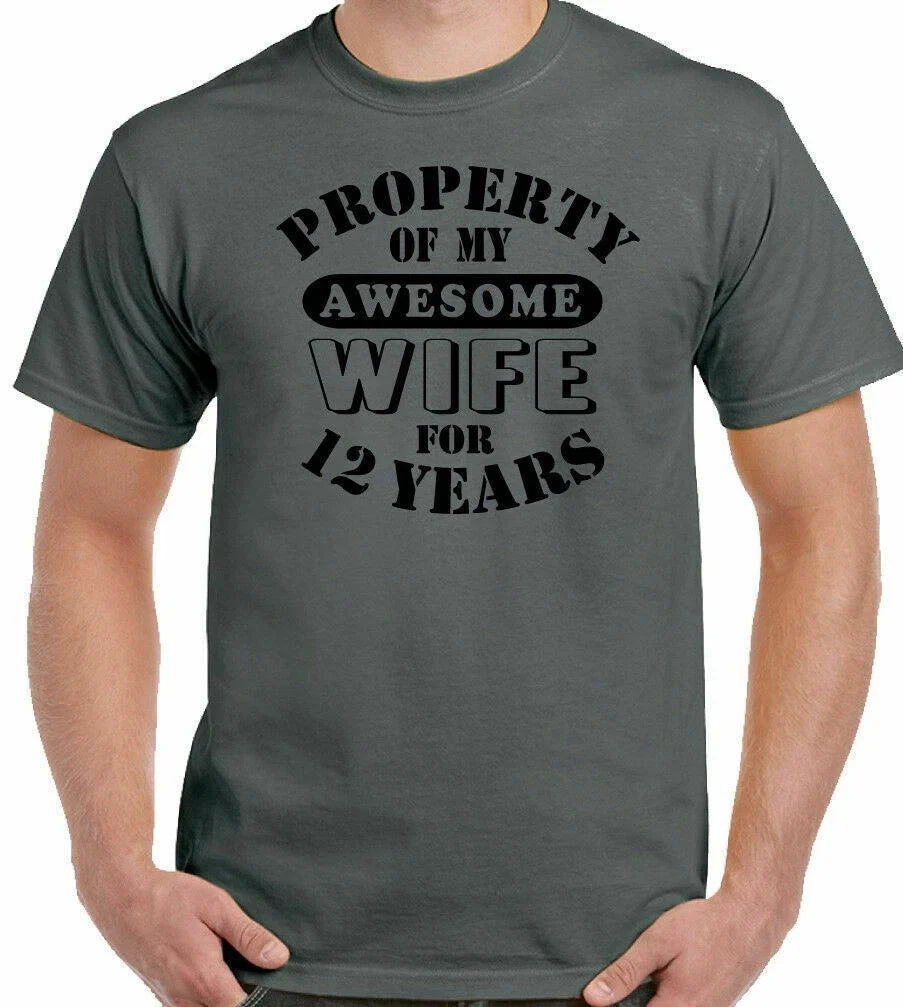 12th Wedding Anniversary My Awesome Wife Mens Funny Gift 12 Year Husband Unisex