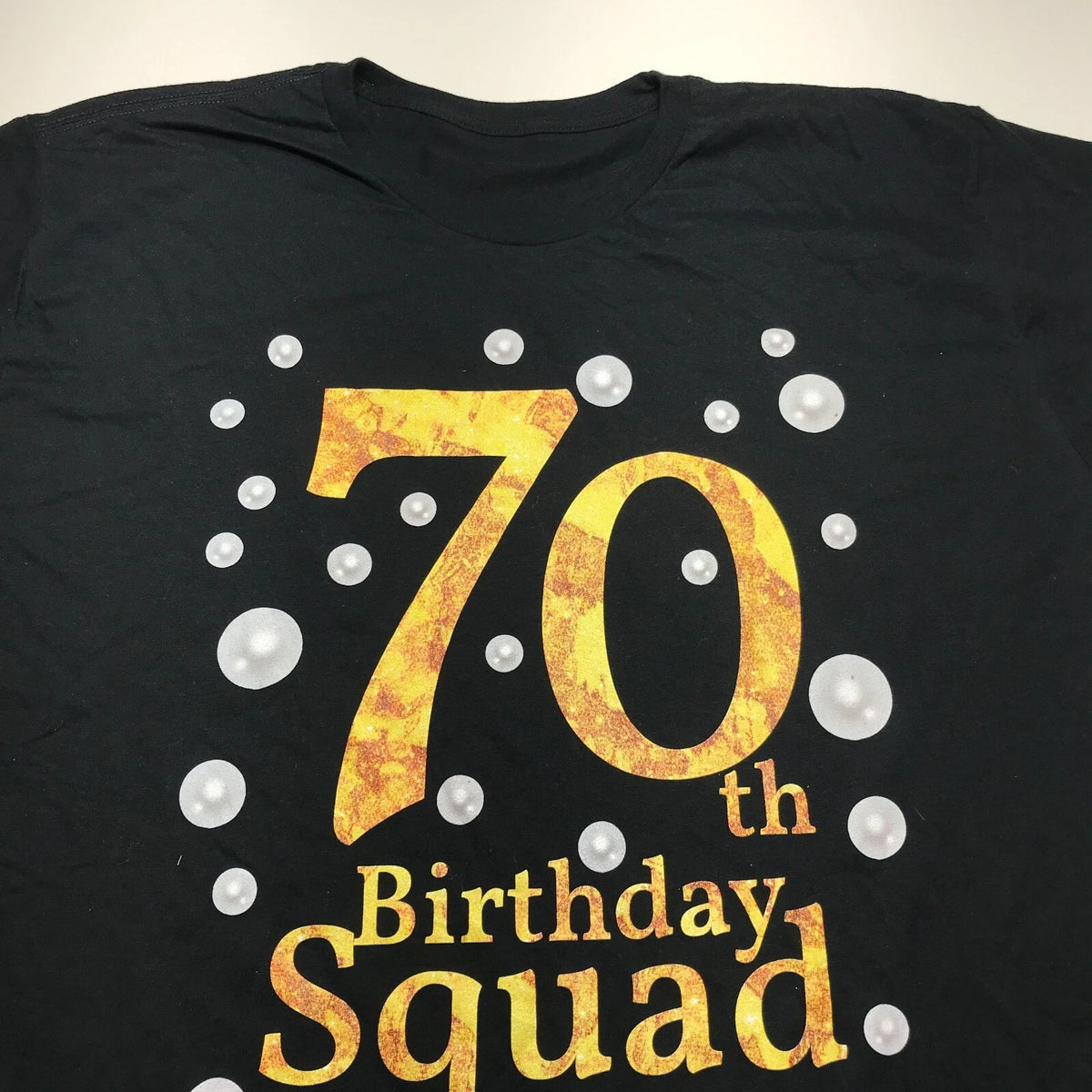 Unbranded T-Shirt Mens Size 2XL "70th Birthday Squad" Black Short Sleeve NWOT