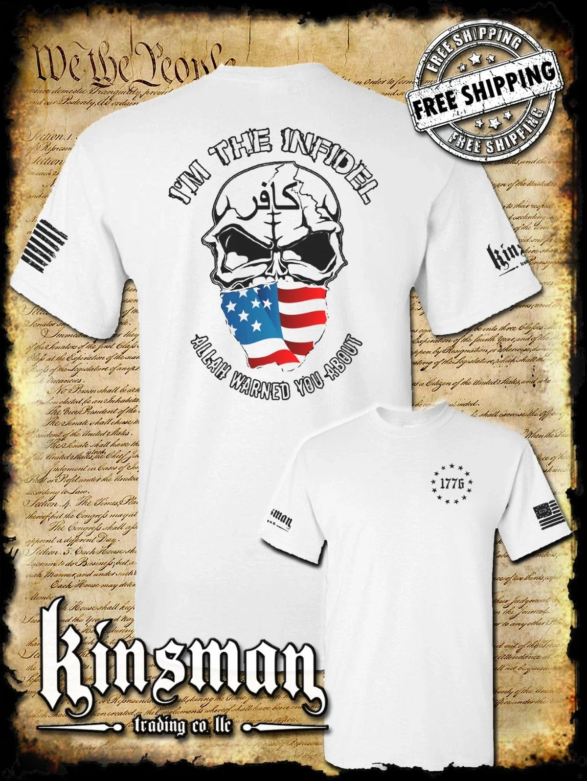 I'm The Infidel Allah Warned You About 2-Sided / American Flag USA Army Unisex
