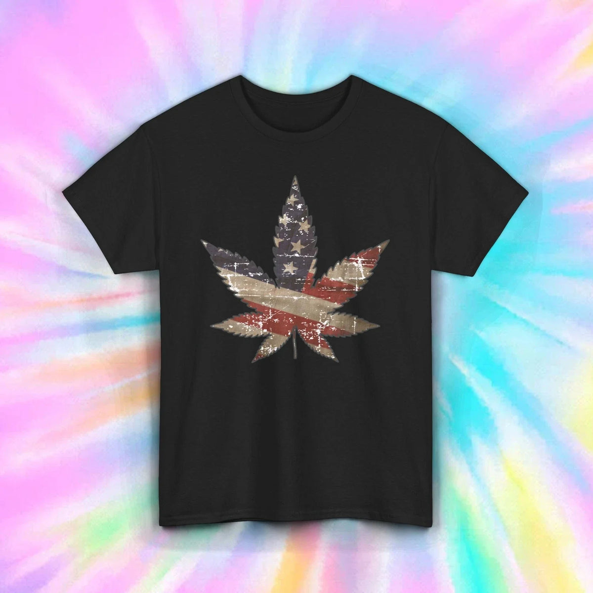American Flag Cannabis Leaf | Patriotic Marijuana Graphic Tee | S-5XL Unisex