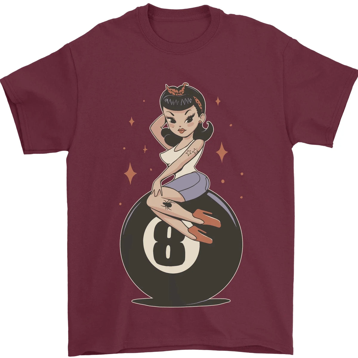 8-Ball Pinup Pool Mens 100% Cotton Unisex