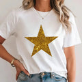 Gold Glitter Star Printed Minimalist Fashion Sparkle Birthday Gift Top Unisex