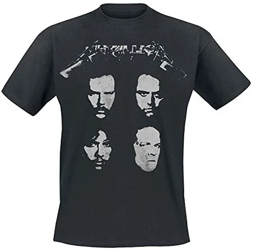 Metallica T Shirt 4 Faces Band Logo Official Mens Black Unisex