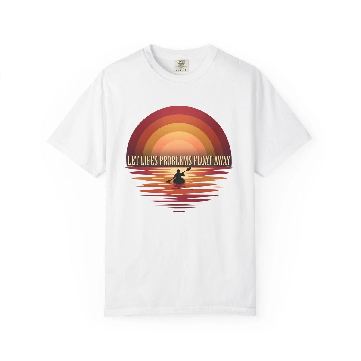 Let Life's Problems Float Away T-shirt | Kayak Sunset Retro