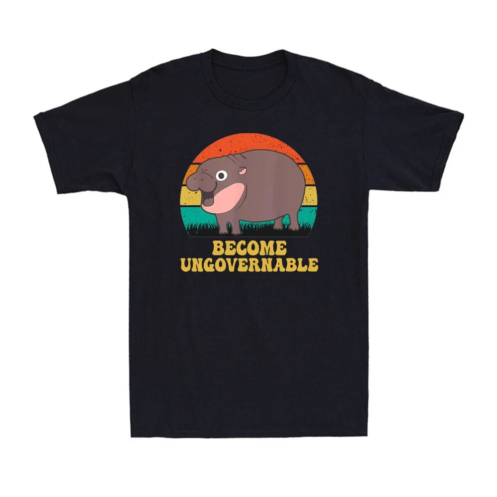 Become Ungovernable Funny Baby Hippo Moo Deng Funny Saying Vintage Men's Unisex