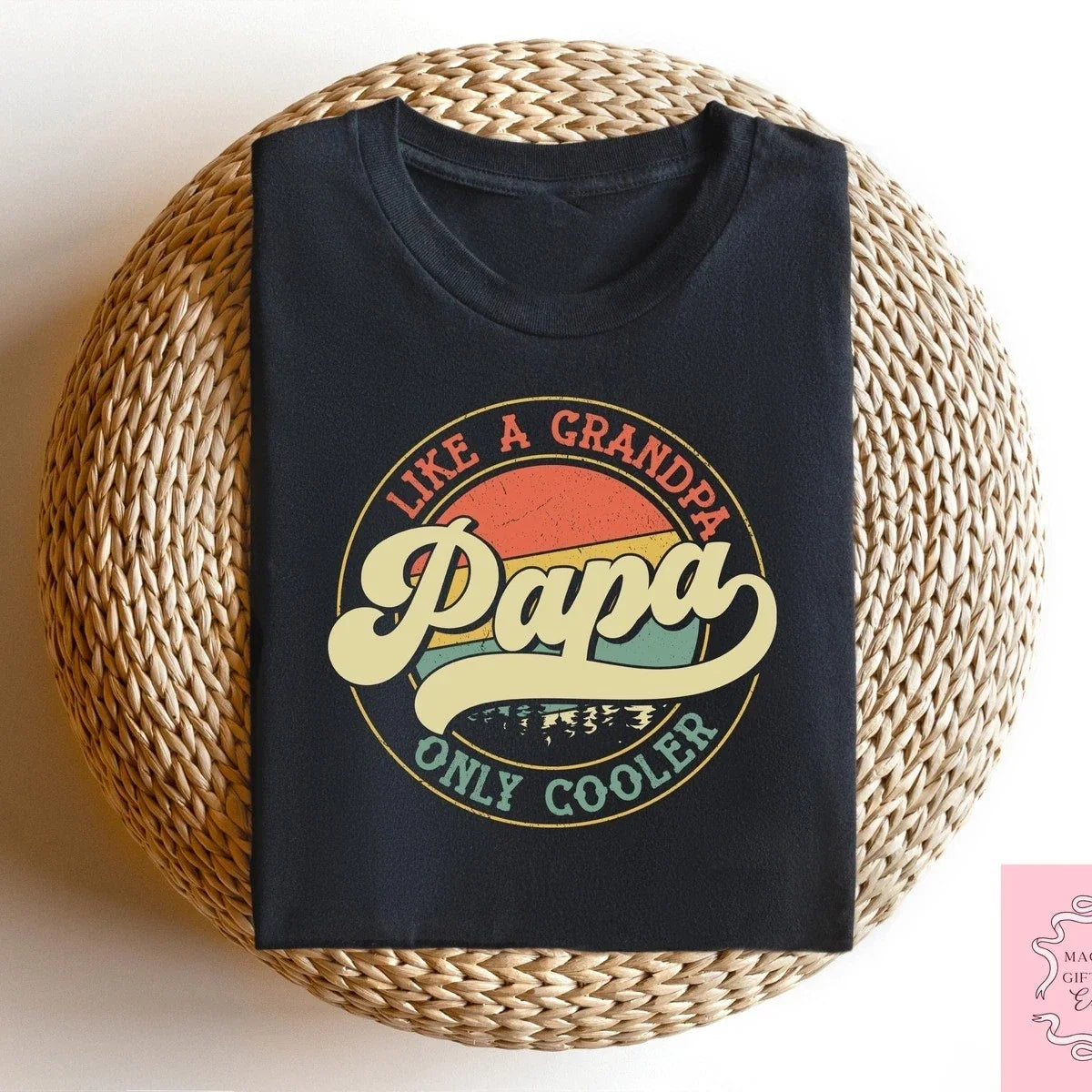 Retro Papa Like A Grandpa Only Cooler Custom Fathers Day Tee Gift Idea Unisex