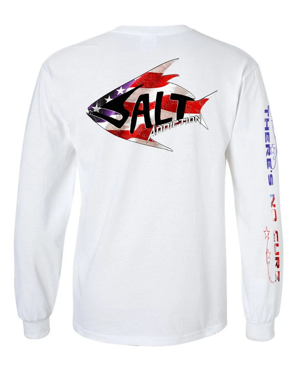 Salt Addiction Patriotic Flag Logo T Shirt Fishing Long Sleeve Cotton Unisex