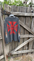reprint black and red west coast choppers long beach 2000s flame hit longsleeve Unisex