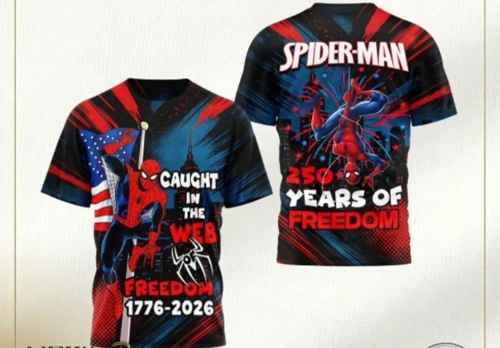 Spiderman 250 Years Caught In The Web Of Freedom AOP Unisex